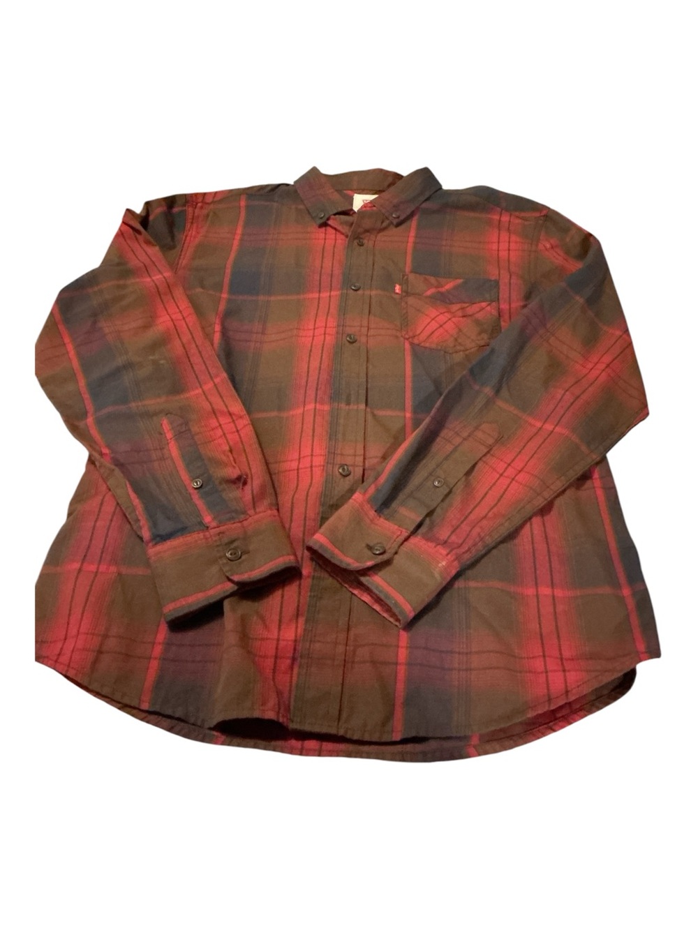 Men's Red & Black Plaid Button-Up Shirt